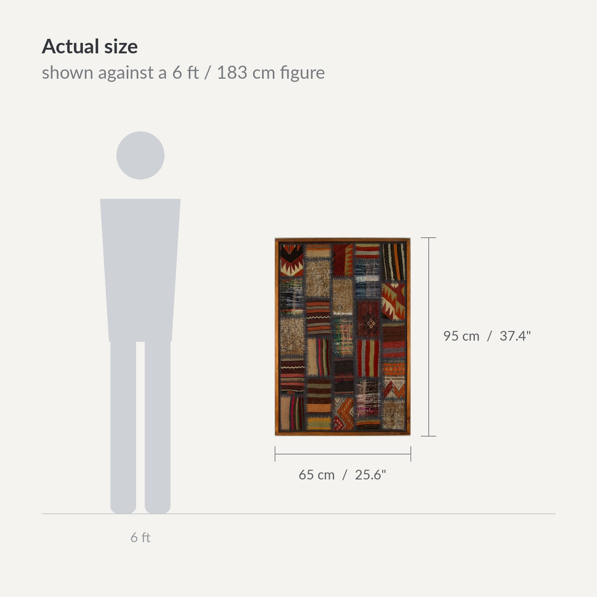 Size guide: 26" x 37" shown against a 6 ft / 183 cm figure - WA-PCH-GRE-6595-072