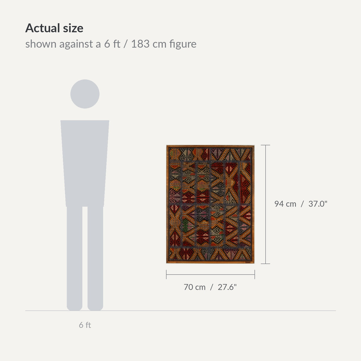 Size guide: 28" x 37" shown against a 6 ft / 183 cm figure - WA-TRB-NAV-7094-083