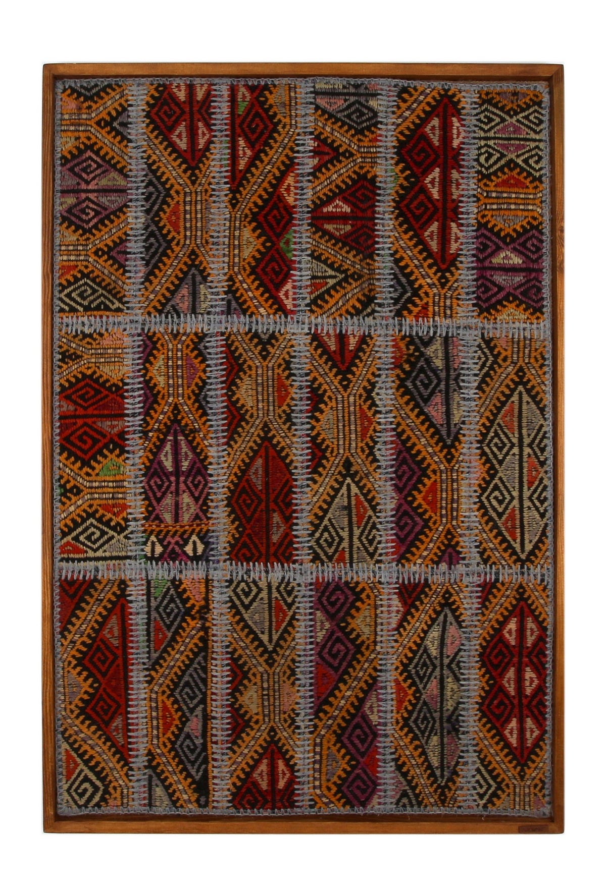 Red & Navy Tribal Kilim woven wall art 29" x 43" - WA-TRB-RED-73108-084 - Arconiz