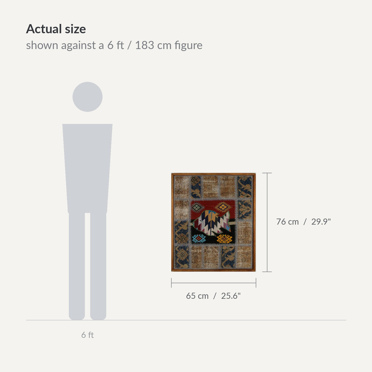 Size guide: 26" x 30" shown against a 6 ft / 183 cm figure - WA-PFH-RED-6576-086