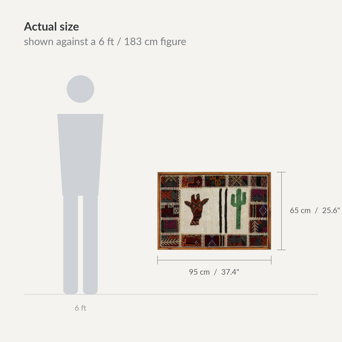Size guide: 37" x 26" shown against a 6 ft / 183 cm figure - WA-FLK-BRO-9565-089