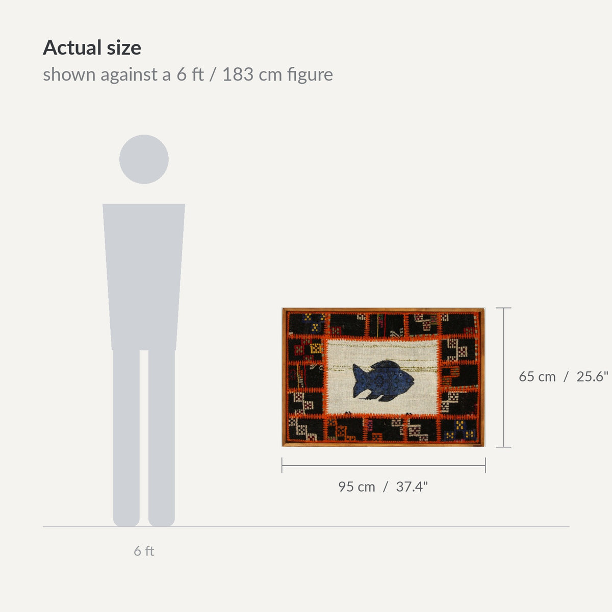 Size guide: 37" x 26" shown against a 6 ft / 183 cm figure - WA-PFH-ORA-9565-091