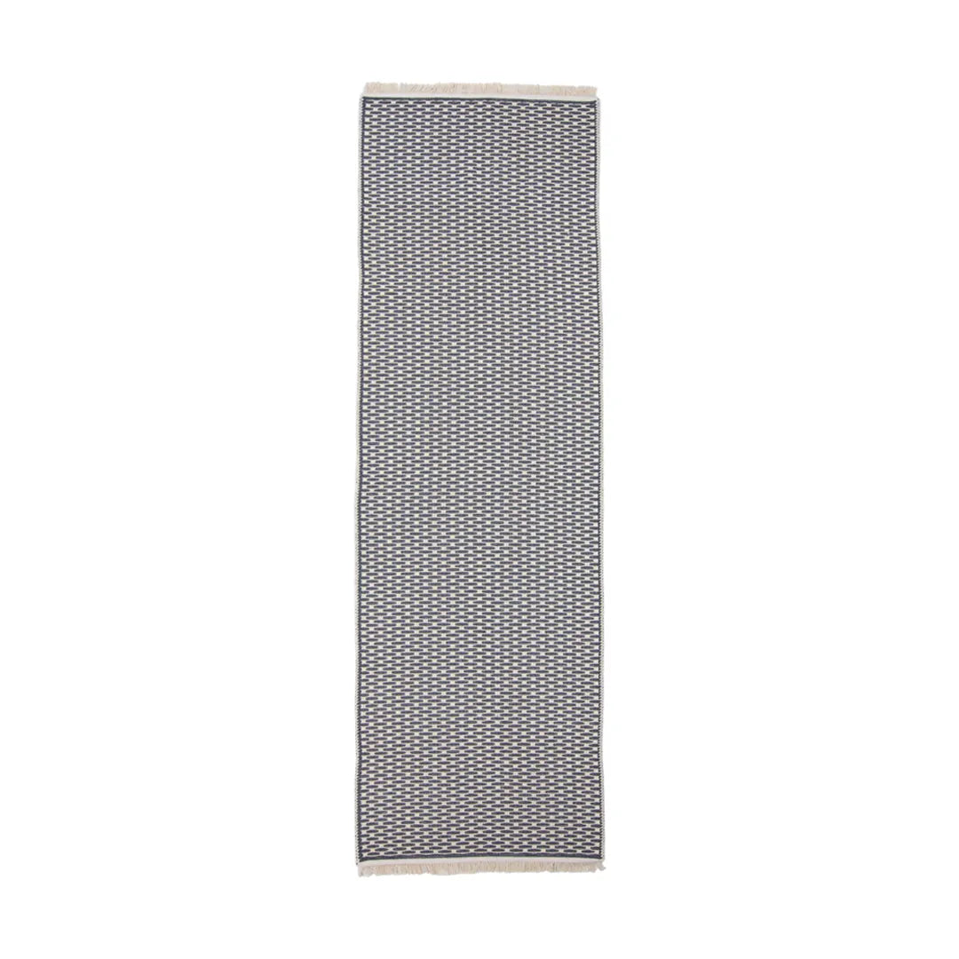 Anthracite geometric check flat weave machine washable runner rug, a low profile rug that suits robot vacuums