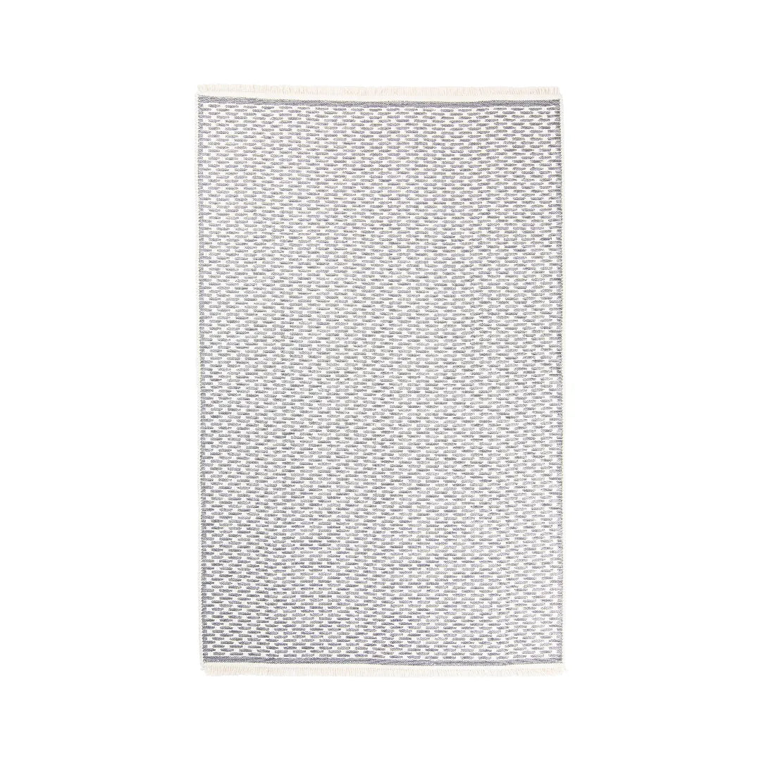 Gray geometric check machine washable area rug airing out flat before first use