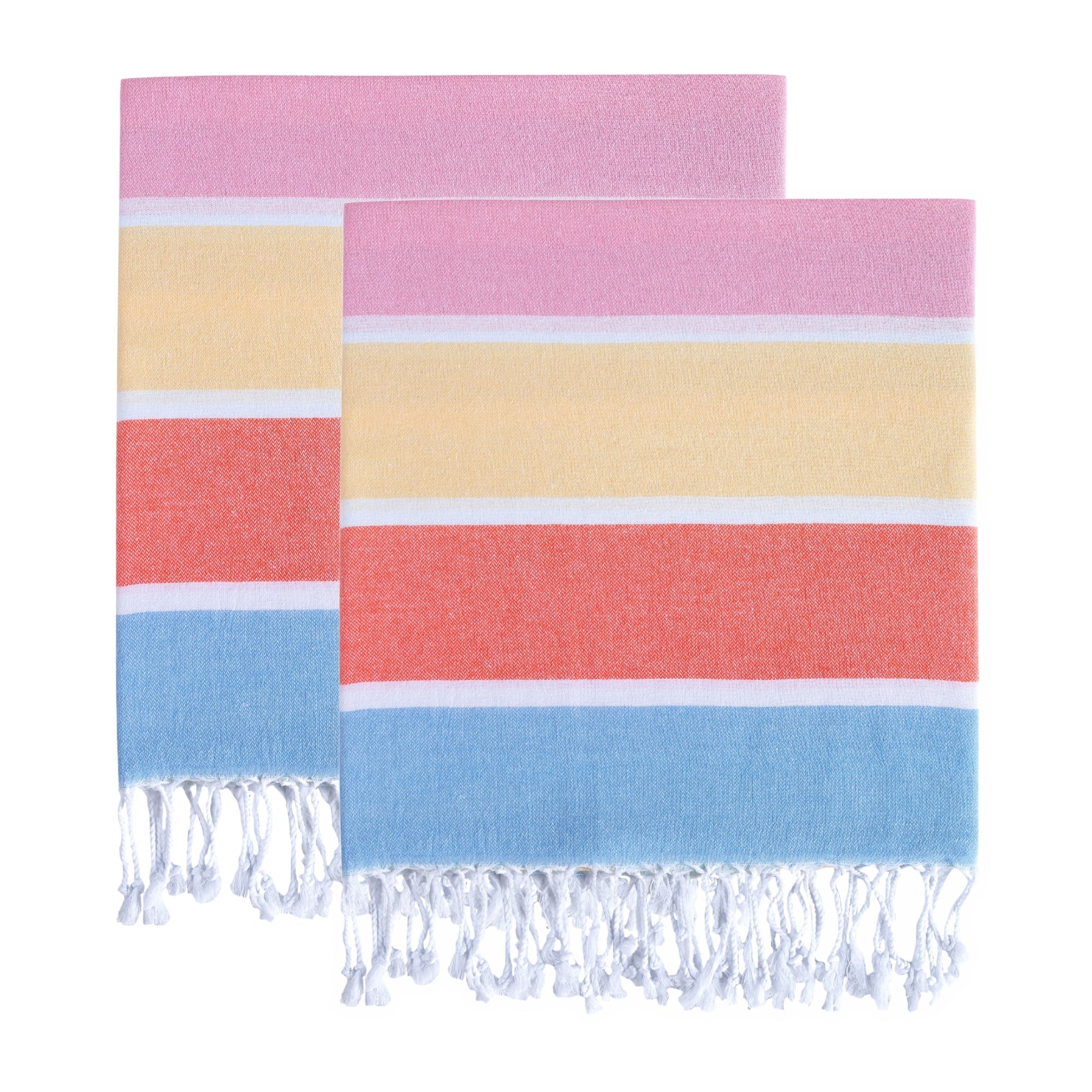 Striped Turkish cotton towels shown as a versatile peshtemal for travel and home