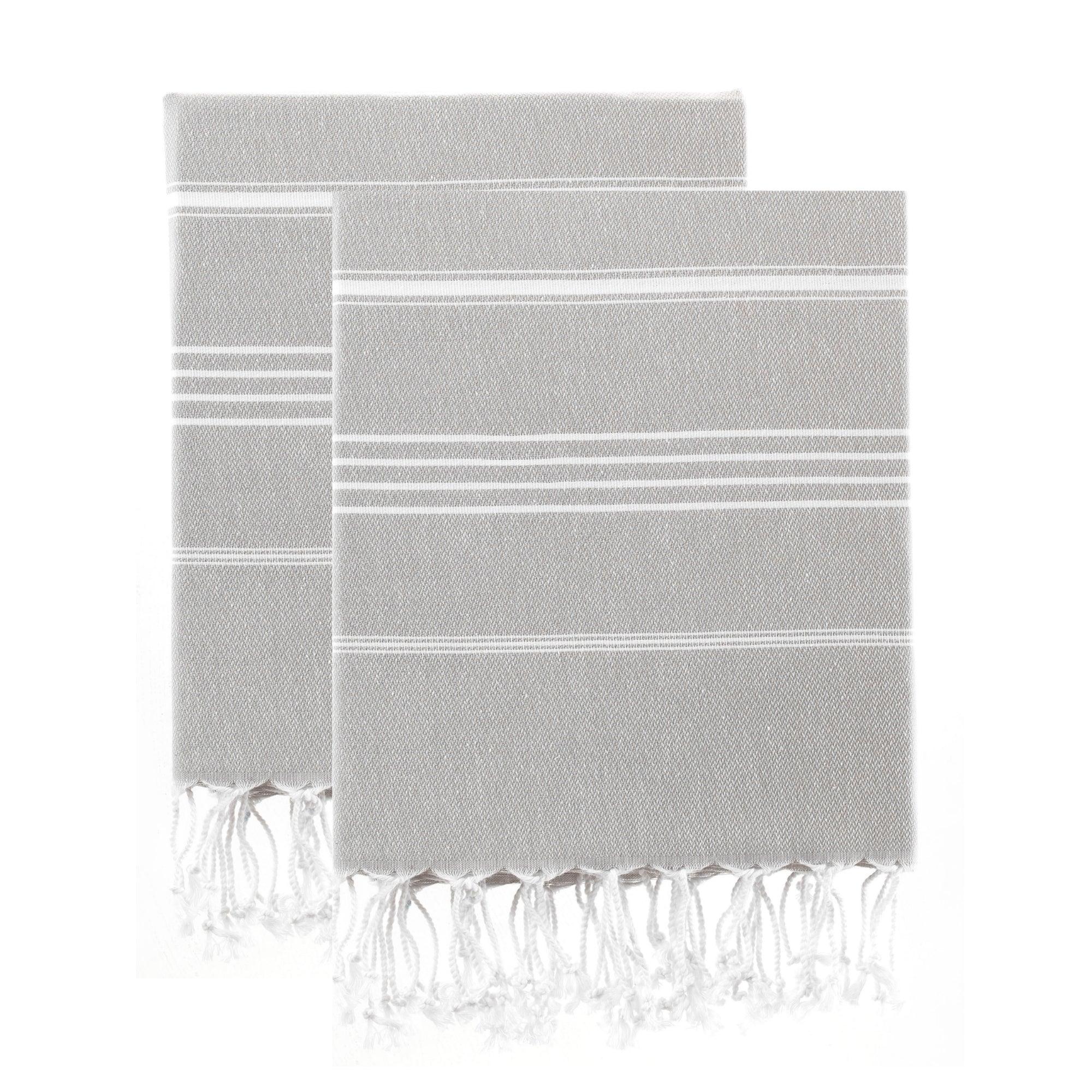 Light grey Turkish cotton towel that works as both a beach towel and a bath towel
