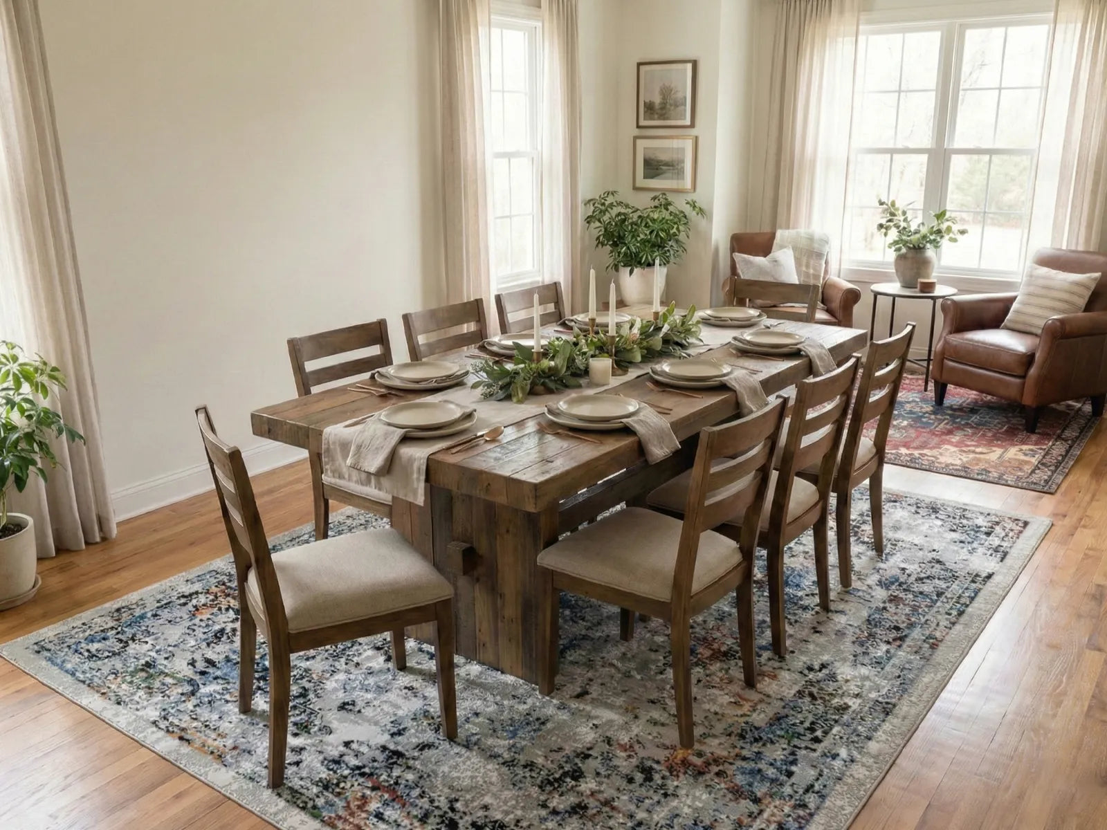 8 Table fit rules using area dining room rugs