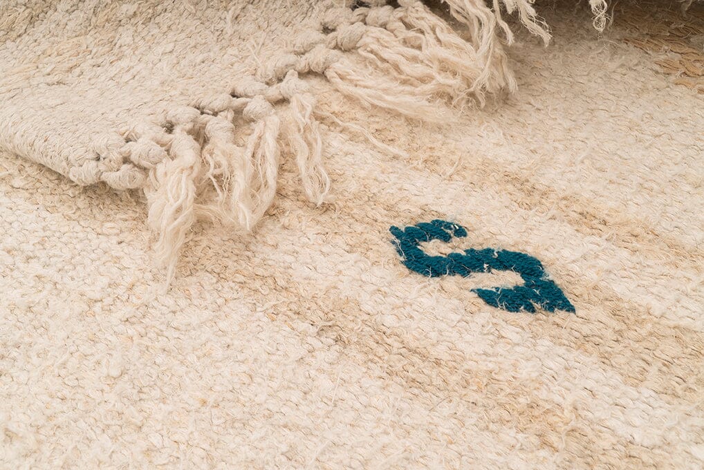  Close-up of unique geometric patterns on a hemp rug