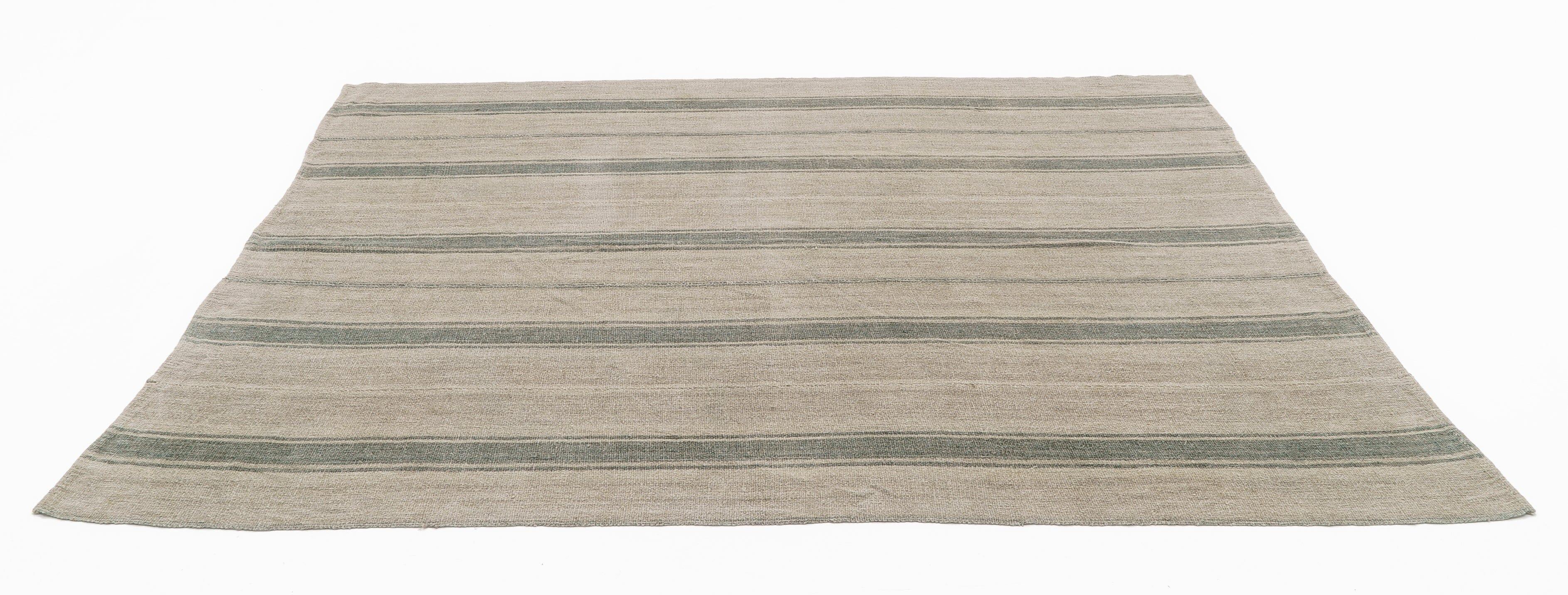 Hemp Bouquet Handwoven Vintage Hemp Rug, Anatolian - 01-00008 - Arconiz