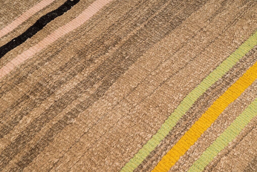  Handwoven vintage hemp rug with traditional Anatolian motifs