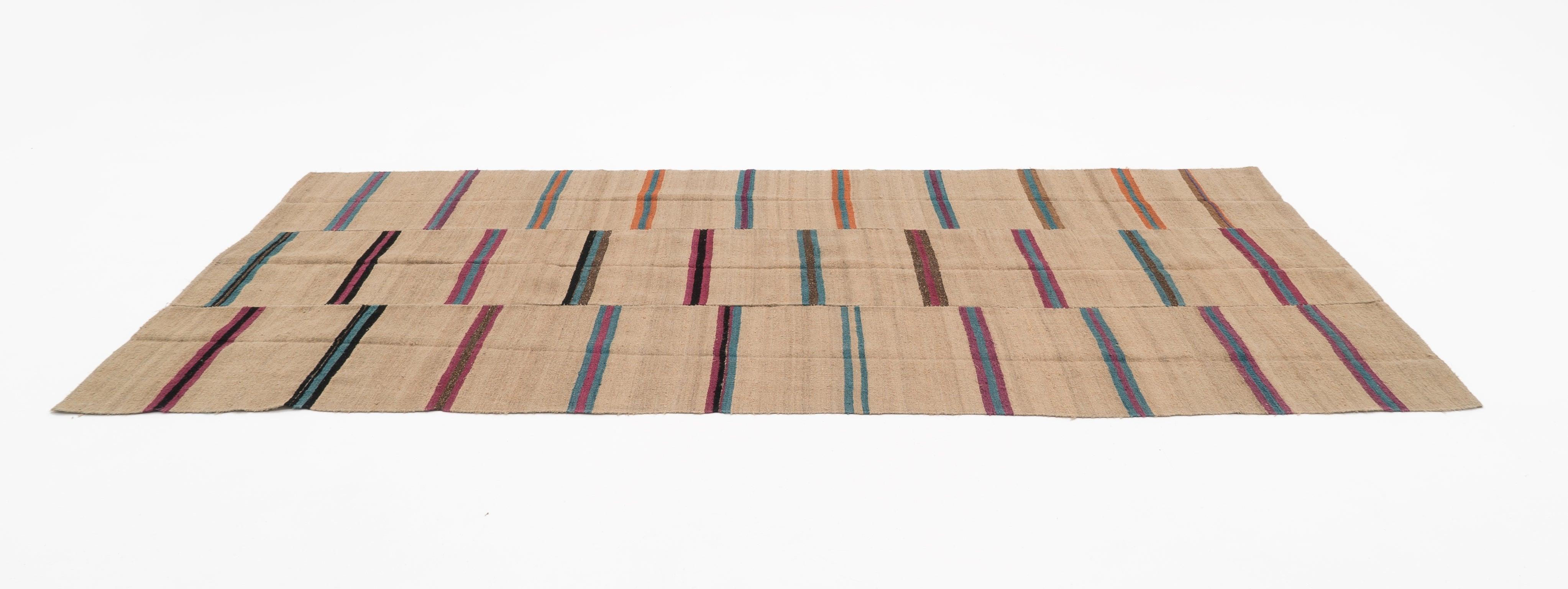 Hemp Bouquet Handwoven Vintage Hemp Rug - 01-00120 - Arconiz