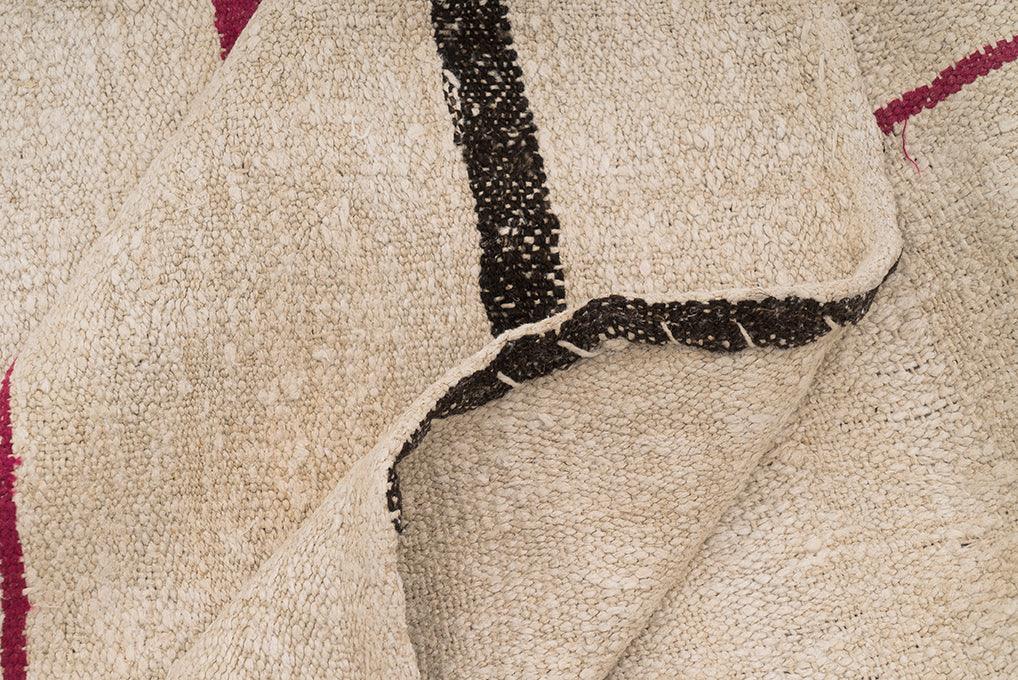 Hemp Bouquet Handwoven Vintage Hemp Rug - 01-00159 - Arconiz