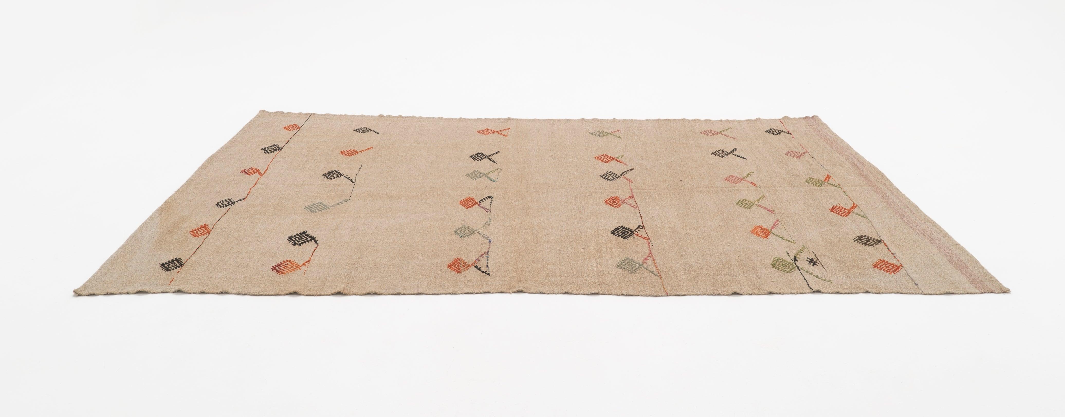 Handwoven Vintage Hemp Rug - 01-00164 - Arconiz