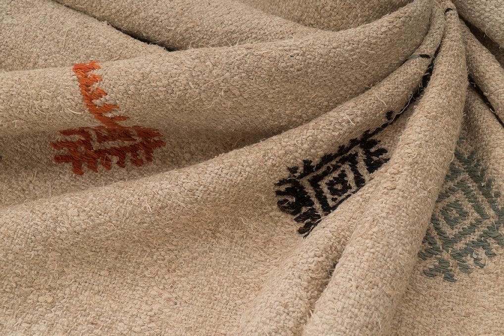 Handwoven Vintage Hemp Rug - 01-00164 - Arconiz