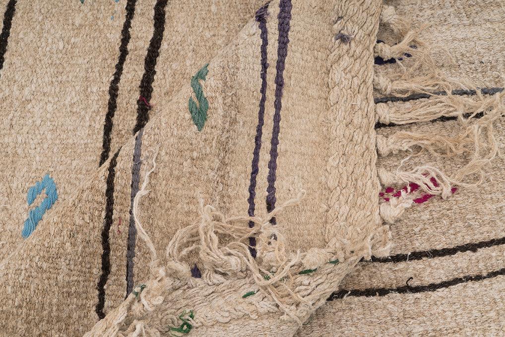 Hemp Bouquet Handwoven Vintage Hemp Rug - 01-00170 - Arconiz