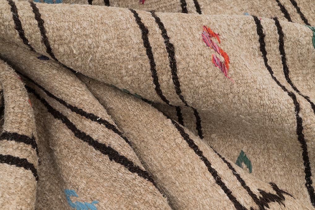 Hemp Bouquet Handwoven Vintage Hemp Rug - 01-00170 - Arconiz