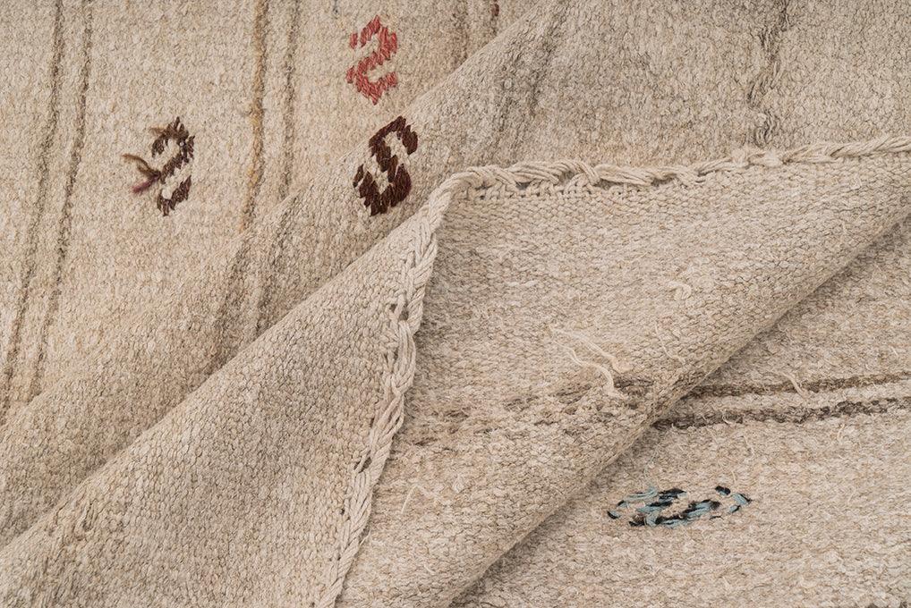 Hemp Bouquet Handwoven Vintage Rug, Anatolian Design - 01-00178 - Arconiz