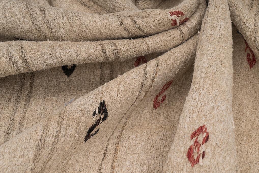 Hemp Bouquet Handwoven Vintage Rug, Anatolian Design - 01-00178 - Arconiz