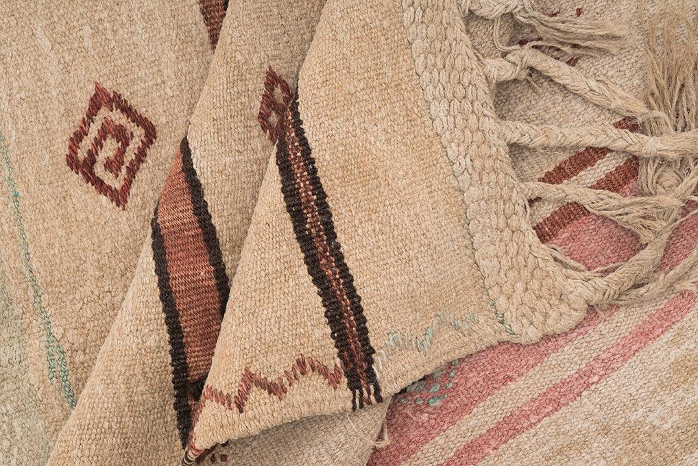 Hemp Bouquet Handwoven Vintage Hemp Rug - 01-00253 - Arconiz