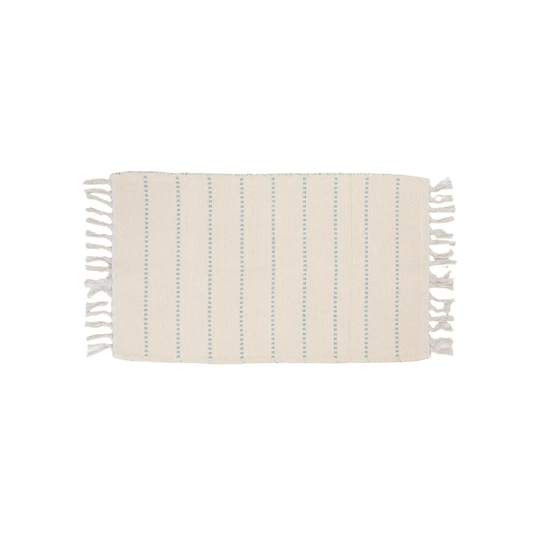 Green Classic Stripe Machine Washable Area Rug