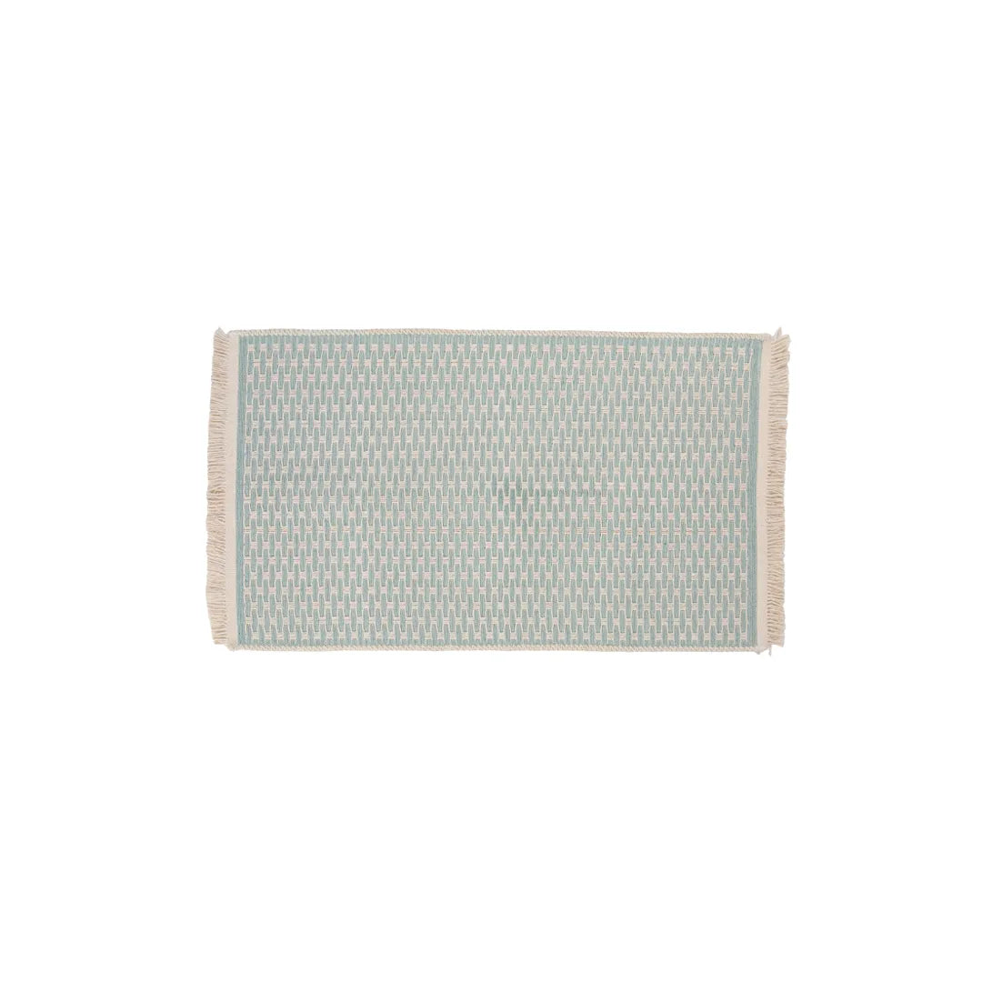 Green Geometric Check Machine Washable Area Rug