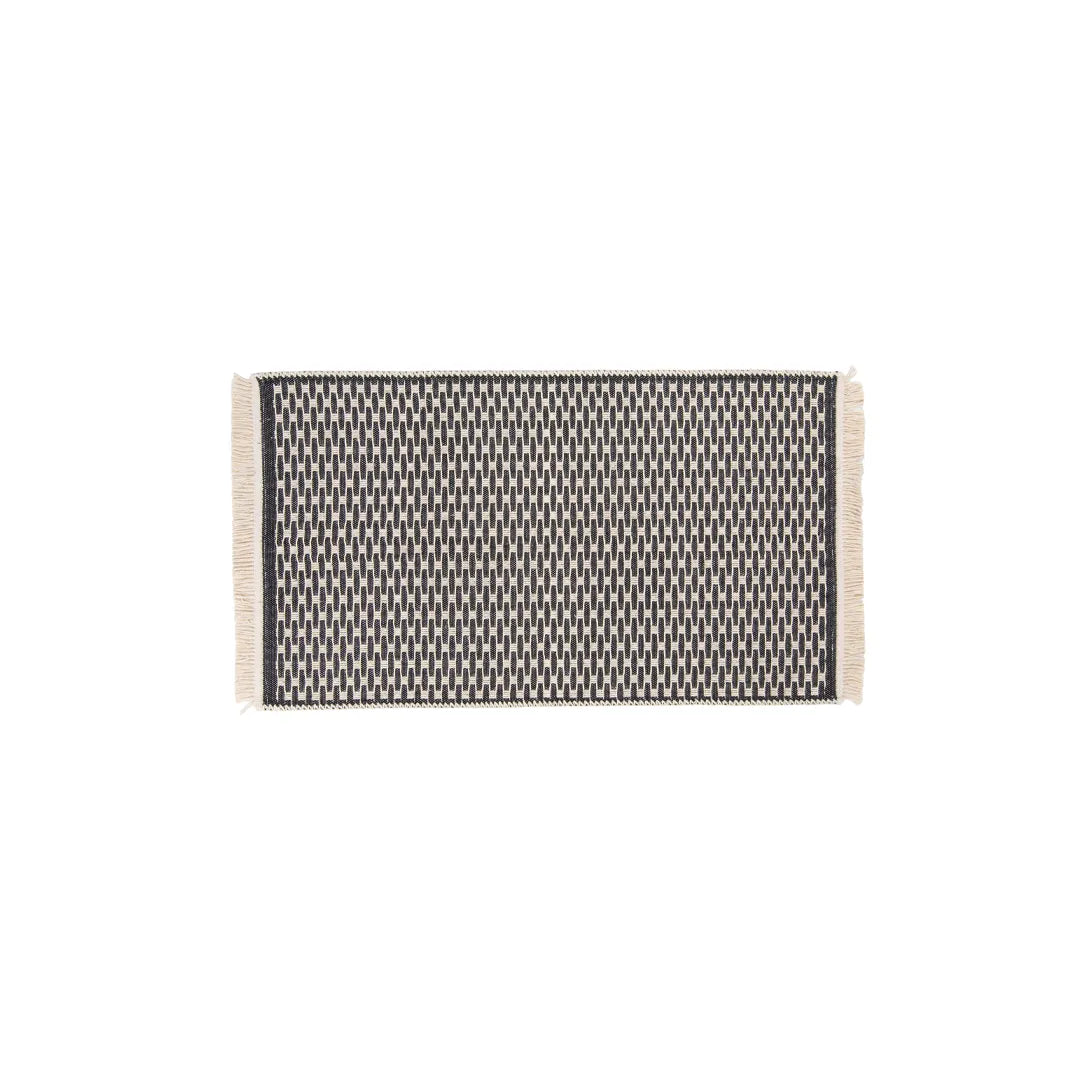 Black Geometric Check Machine Washable Area Rug