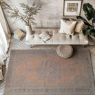 Vintage Beige Turkish Medallion Rug - TUR-PNK-AZU-79-011 - Arconiz