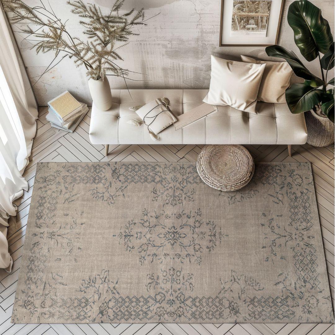 Vintage Beige Turkish Medallion Rug - TUR-BEI-HER-59-002 - Arconiz