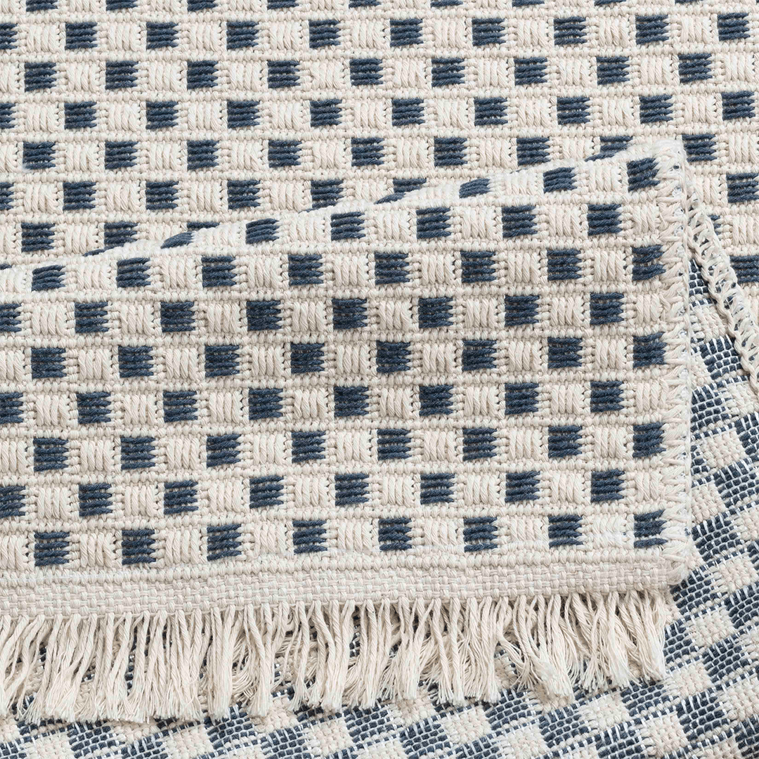 Blue Modern Geometric Machine Washable Area Rug