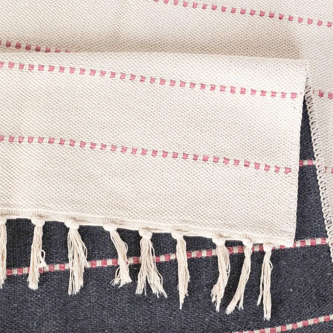 Pink Classic Stripe Machine Washable Area Rug