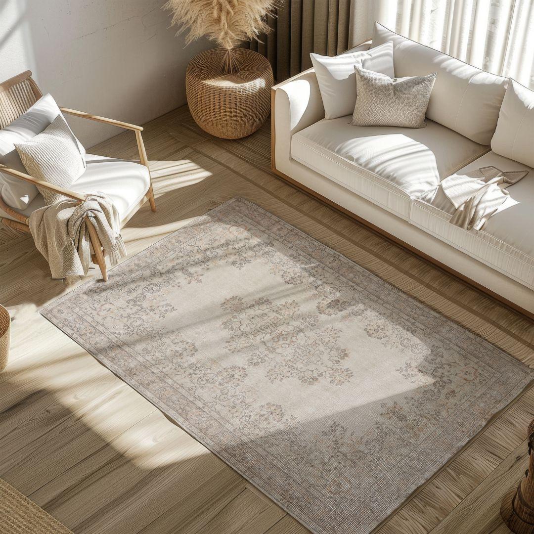 Vintage Cream Turkish Medallion Rug - TUR-CRM-OTT-69-004 - Arconiz