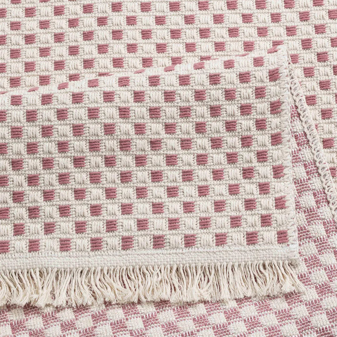 Pink Modern Geometric Machine Washable Area Rug