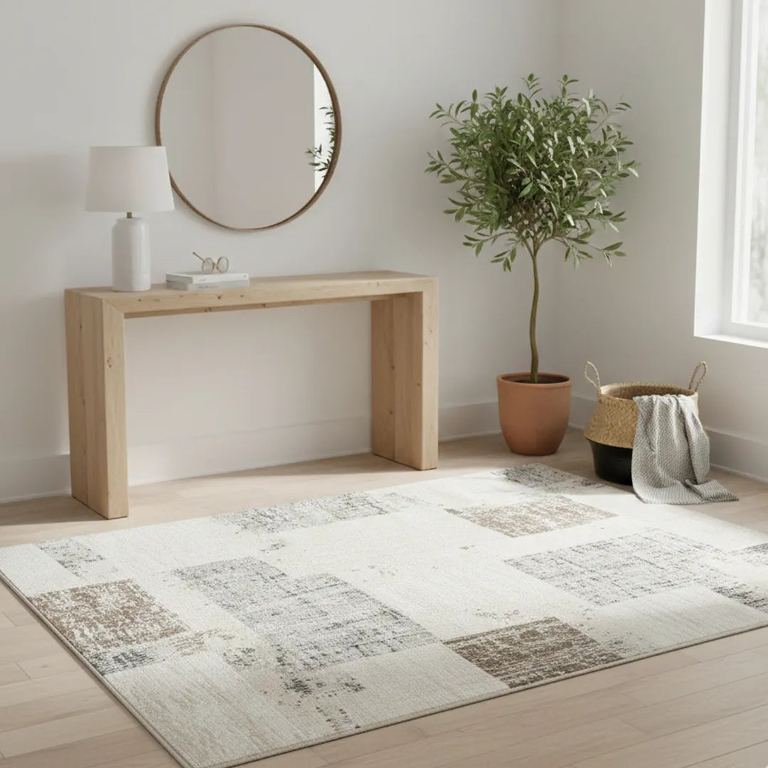 Neutral Patchwork Area Rug