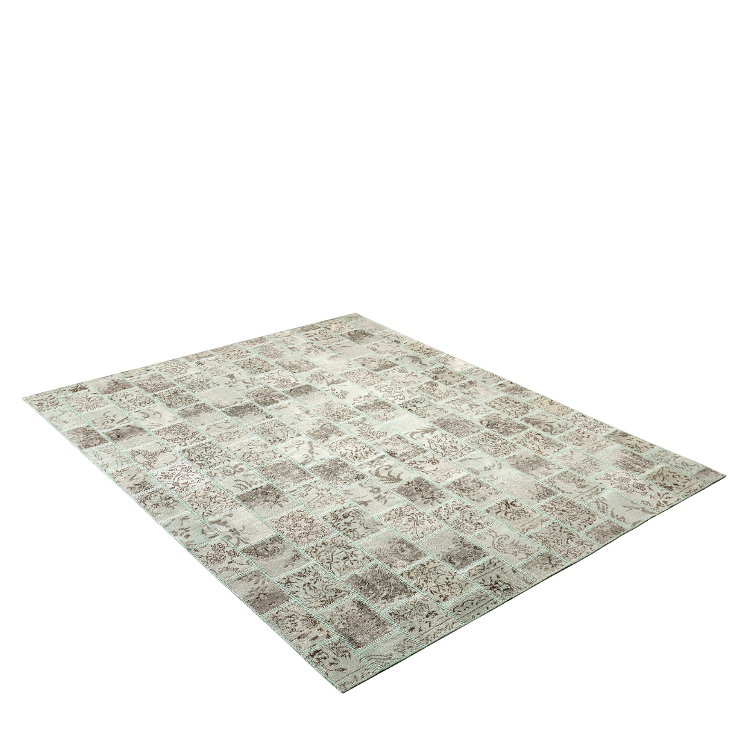 Vintage Light Sand Patchwork Turkish Rug - TUR-BEI-PAT-810-001 - Arconiz