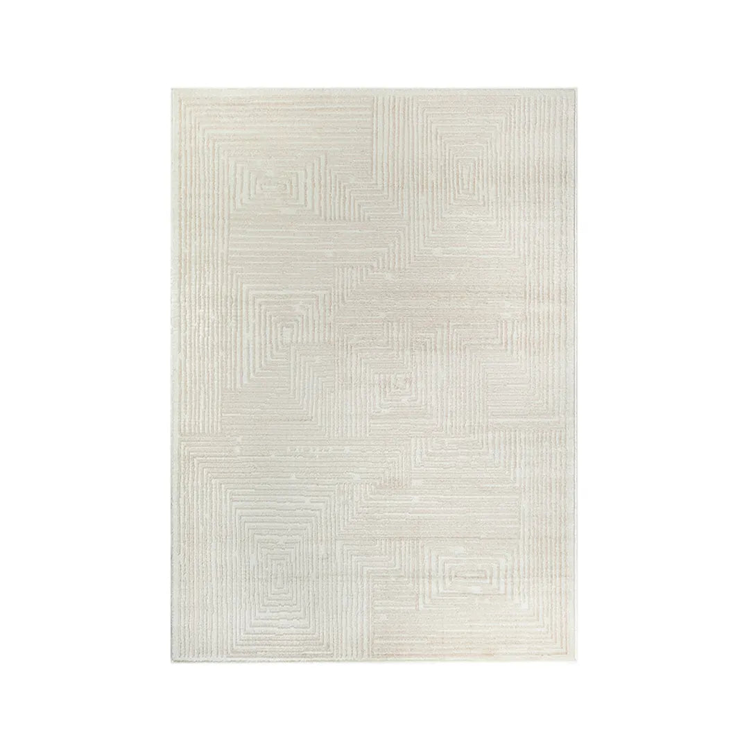 Beige Geometric Maze Area Rug