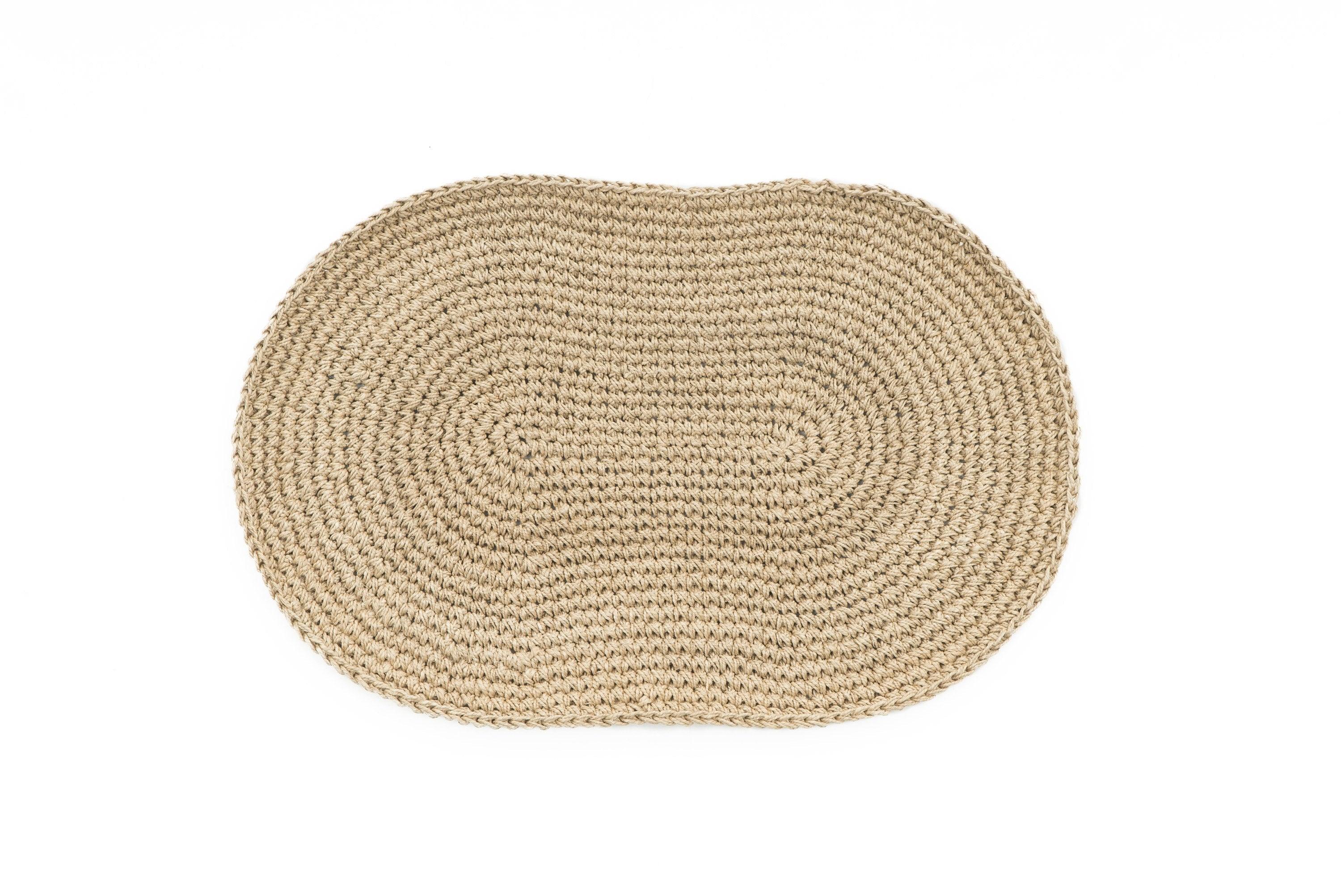 Hand Crocheted Handspun Hemp Oval Doormat - 9IHRDOK007006 - Arconiz