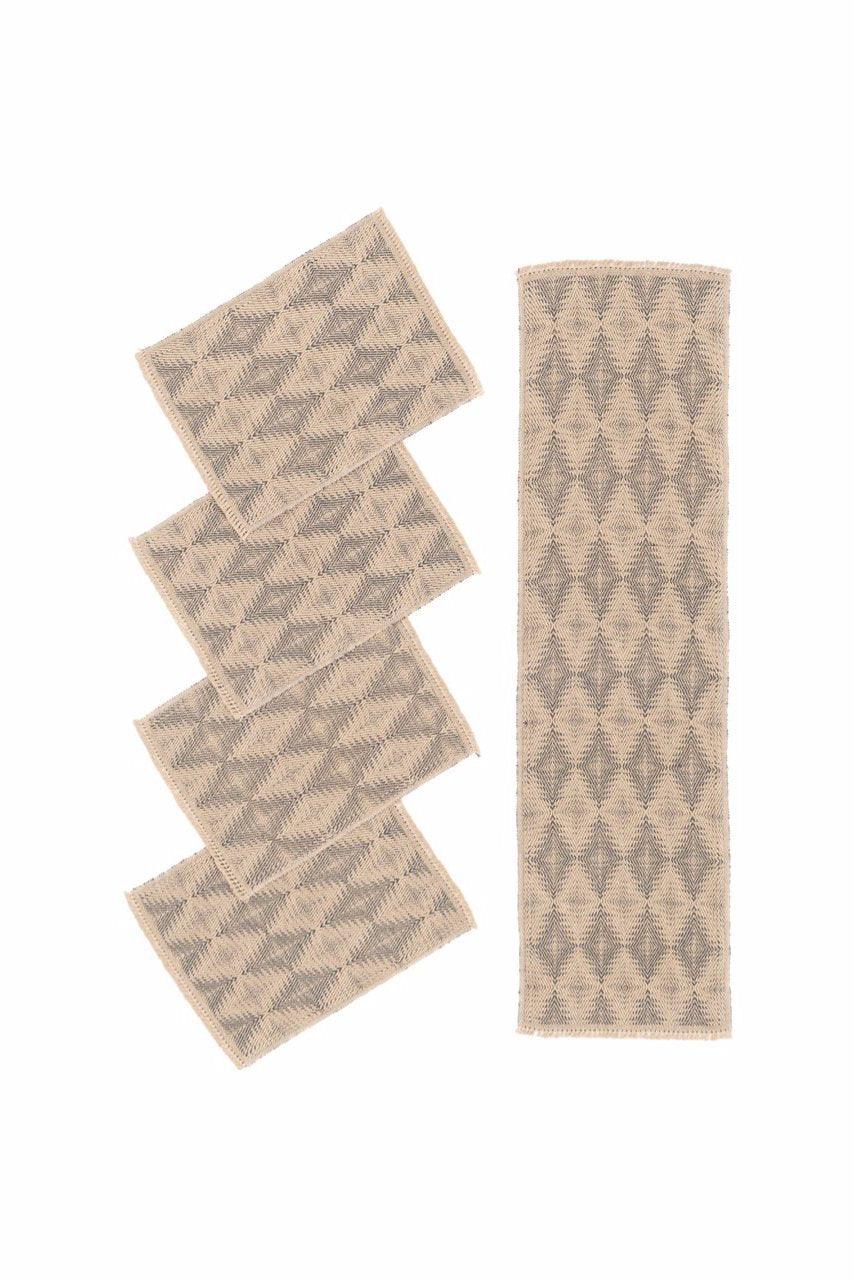 Pine Cones Handwoven Hemp Placemat & Table Runner Set - 9IHRDOK001016 - Arconiz