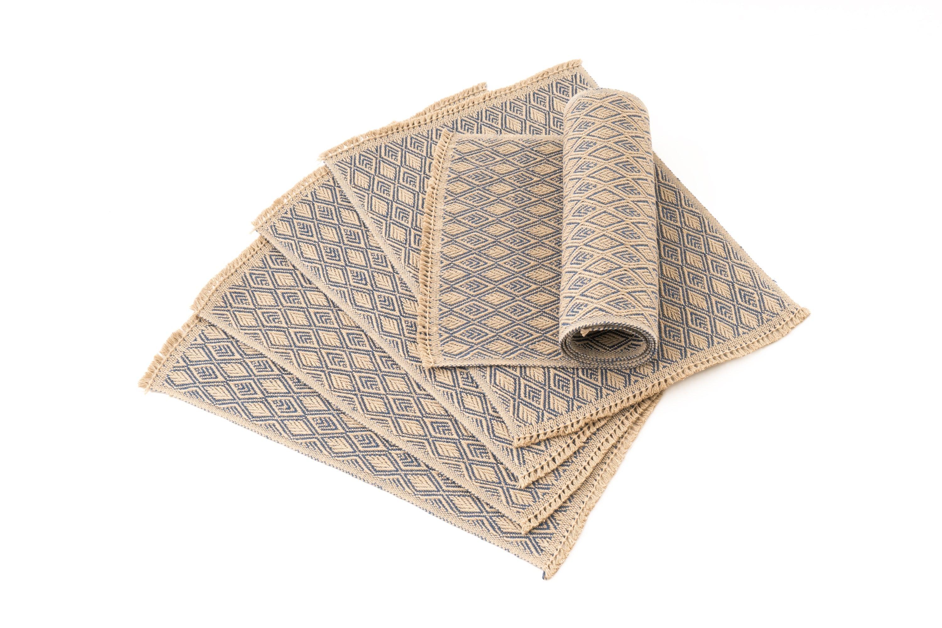 Diamonds Handwoven Hemp Placemat & Table Runner Set - 9IHRDOK001047 - Arconiz