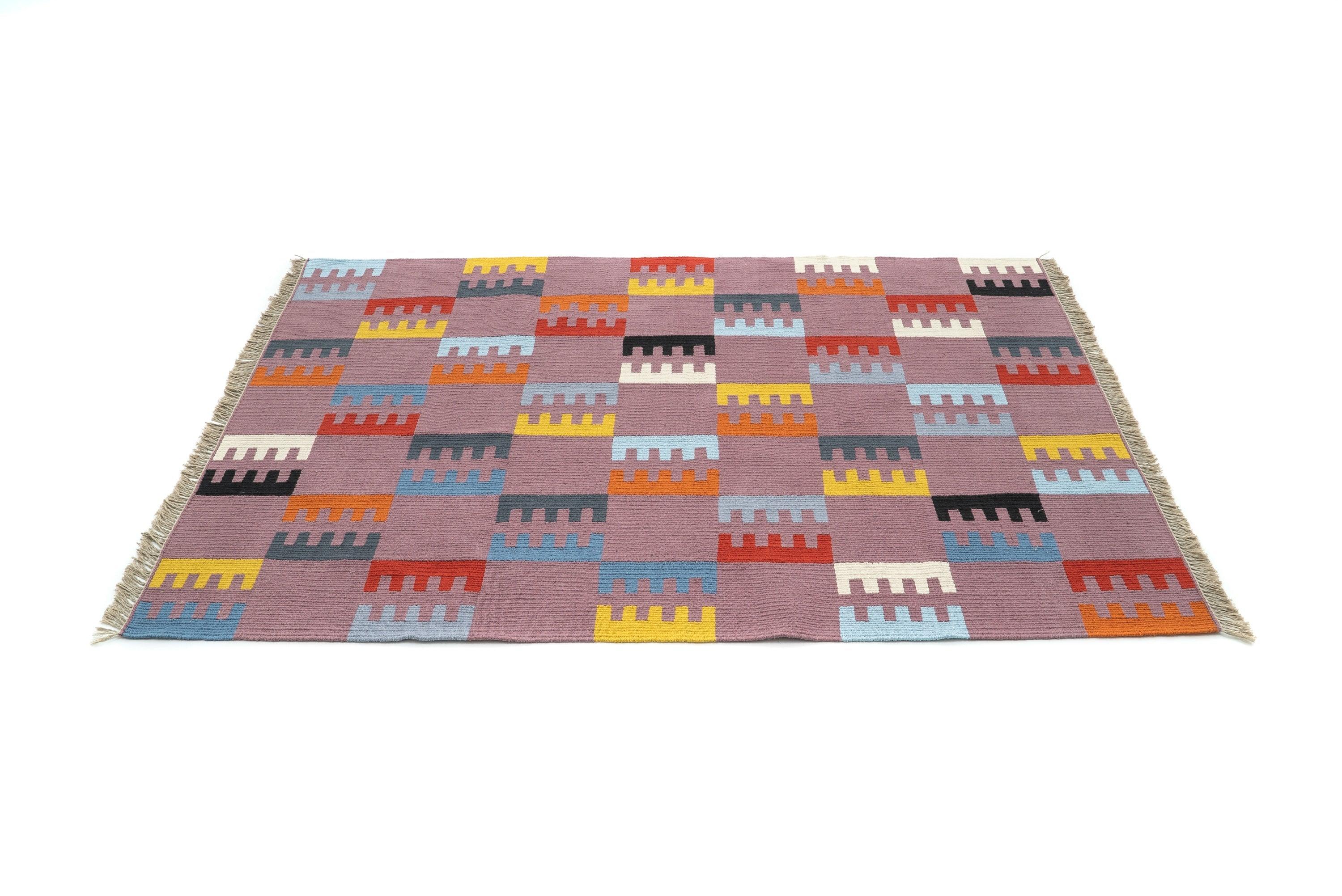 Multicore Handwoven Hemp Designer Rug - 9IHRDOK004054 - Arconiz