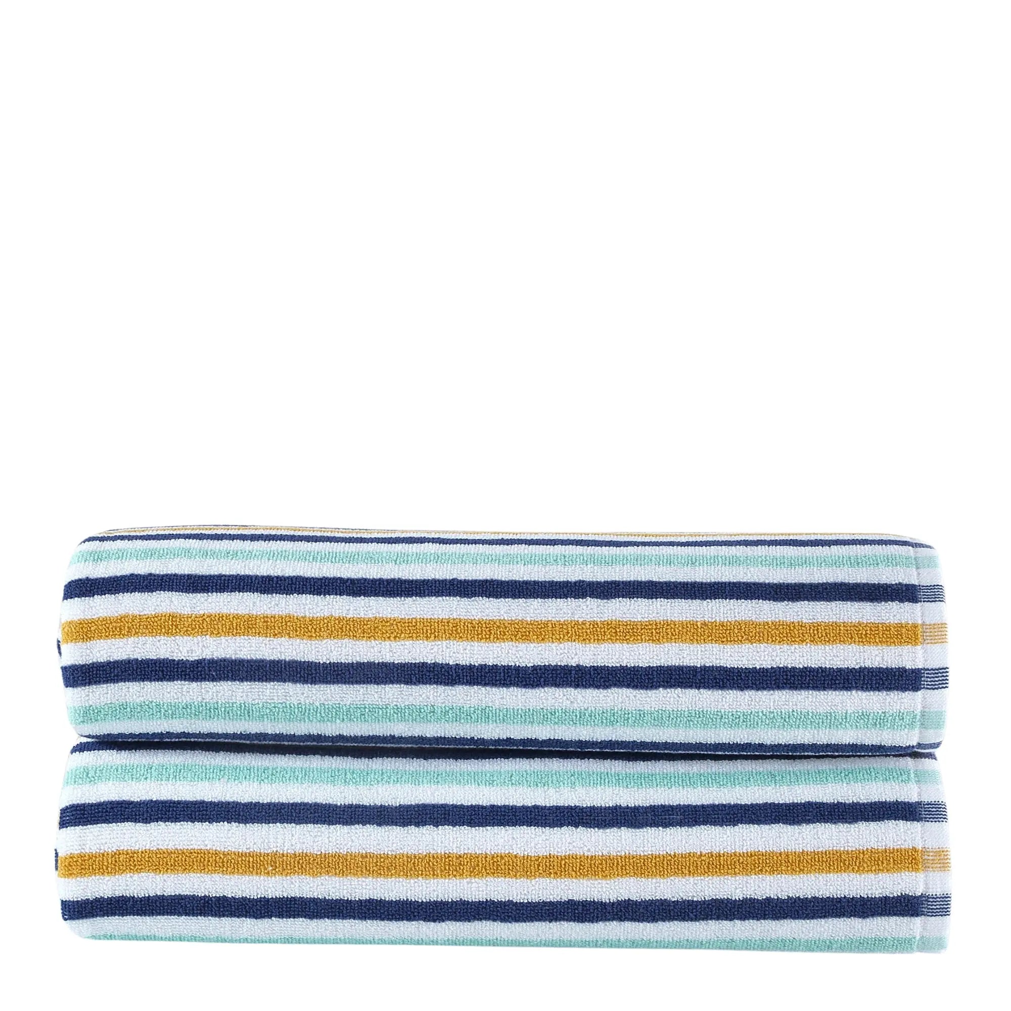 Premium Set of 2 Turkish Cotton Terry Striped Beach Towels Arconiz