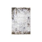 Modern abstract area rug in white, gray, and gold with high pile height, available in 5x7 and 8x10 sizes, Soft underfoot and durable for high traffic areas.