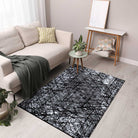 Modern Abstract Area Rug in Charcoal Gray and Graphite, available in 3x5 and 8x10 sizes