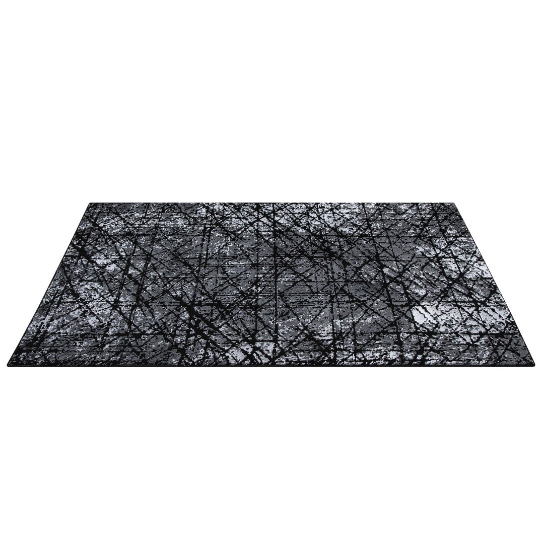 Modern Abstract Area Rug in Charcoal Gray and Graphite, available in 3x5 and 8x10 sizes