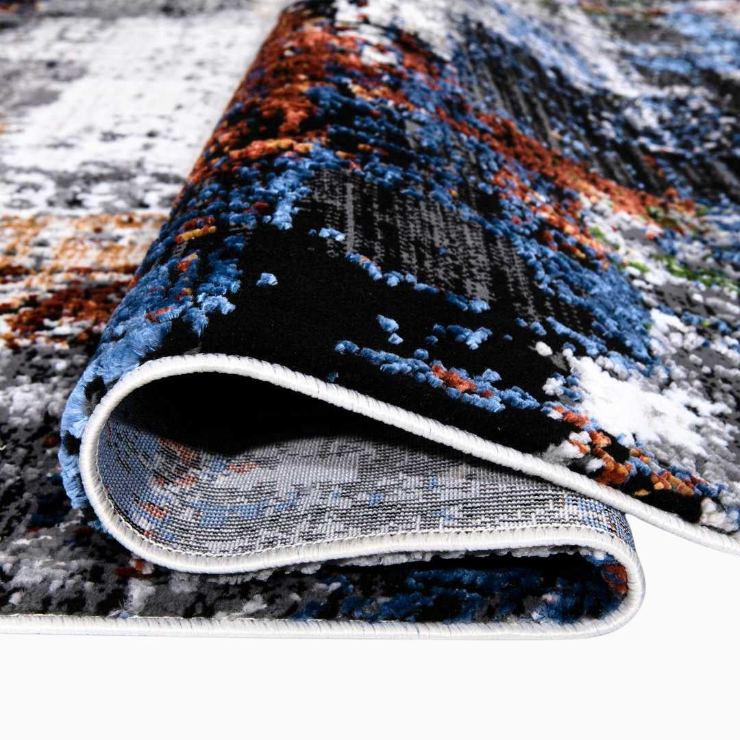 5x7 or 8x10 Multicolor Abstract Area Rug with high pile height, soft underfoot, durable for high traffic areas, no shedding, thick and high density.