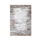 5x7 and 8x10 distressed area rug in silver gray with brown and beige accents, vintage and abstract design, thick and soft underfoot