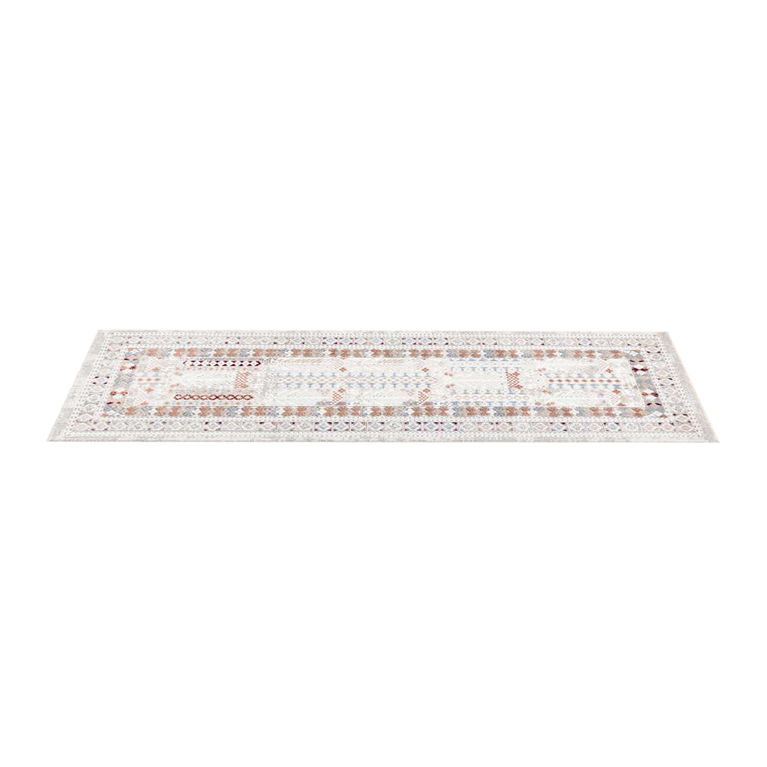 Bohemian Geometric Area Rug 8x10 - Ivory Cream, High Pile, Durable Arconiz - Natolia