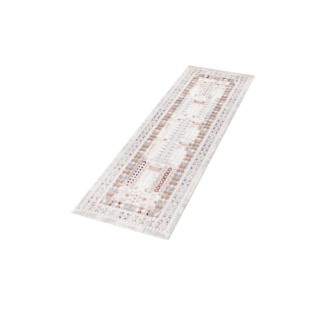 Bohemian Geometric Area Rug 8x10 - Ivory Cream, High Pile, Durable Arconiz - Natolia