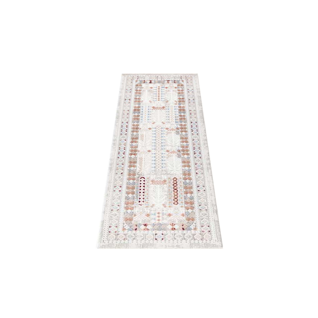 Bohemian Geometric Area Rug 8x10 - Ivory Cream, High Pile, Durable Arconiz - Natolia