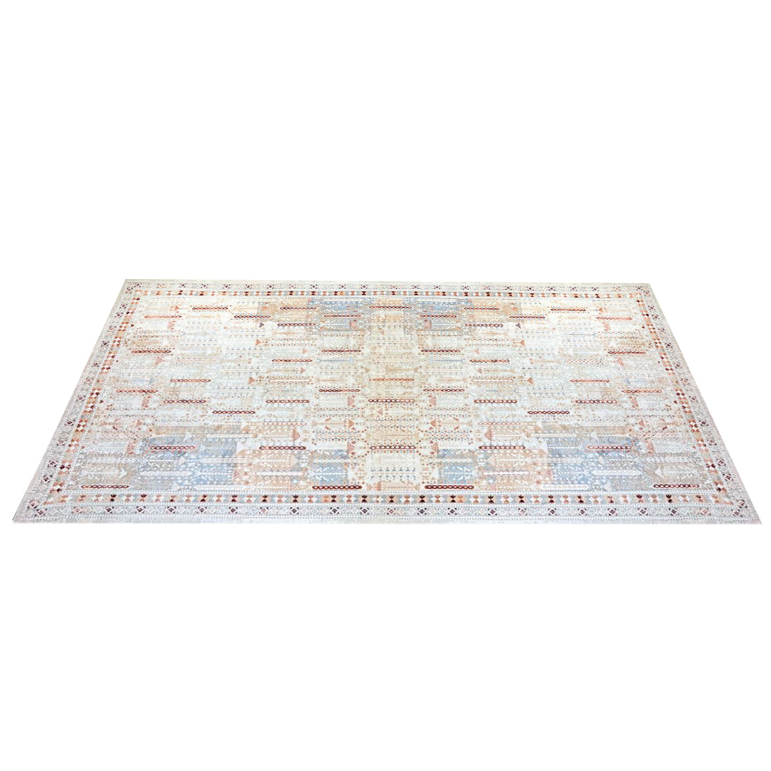 Bohemian Geometric Area Rug 8x10 - Ivory Cream, High Pile, Durable Arconiz - Natolia