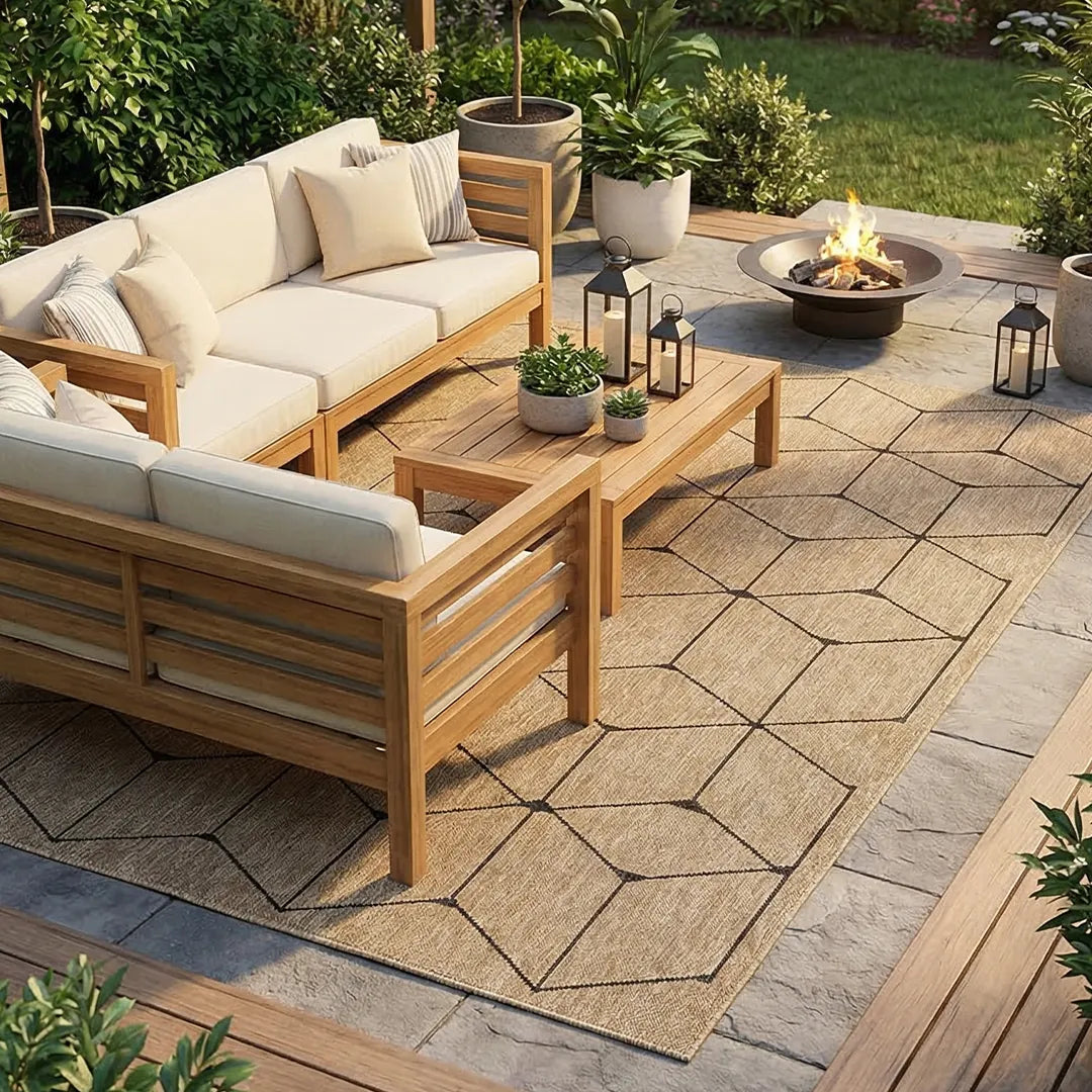 Geometric Cube Outdoor Area Rug